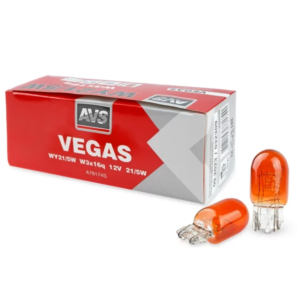 Лампа AVS Vegas 12V. WY21/5W «orange»(W3x16q) BOX 10шт.